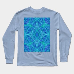 Blue Peacock Kaleidoscope Mandala Fractal Long Sleeve T-Shirt